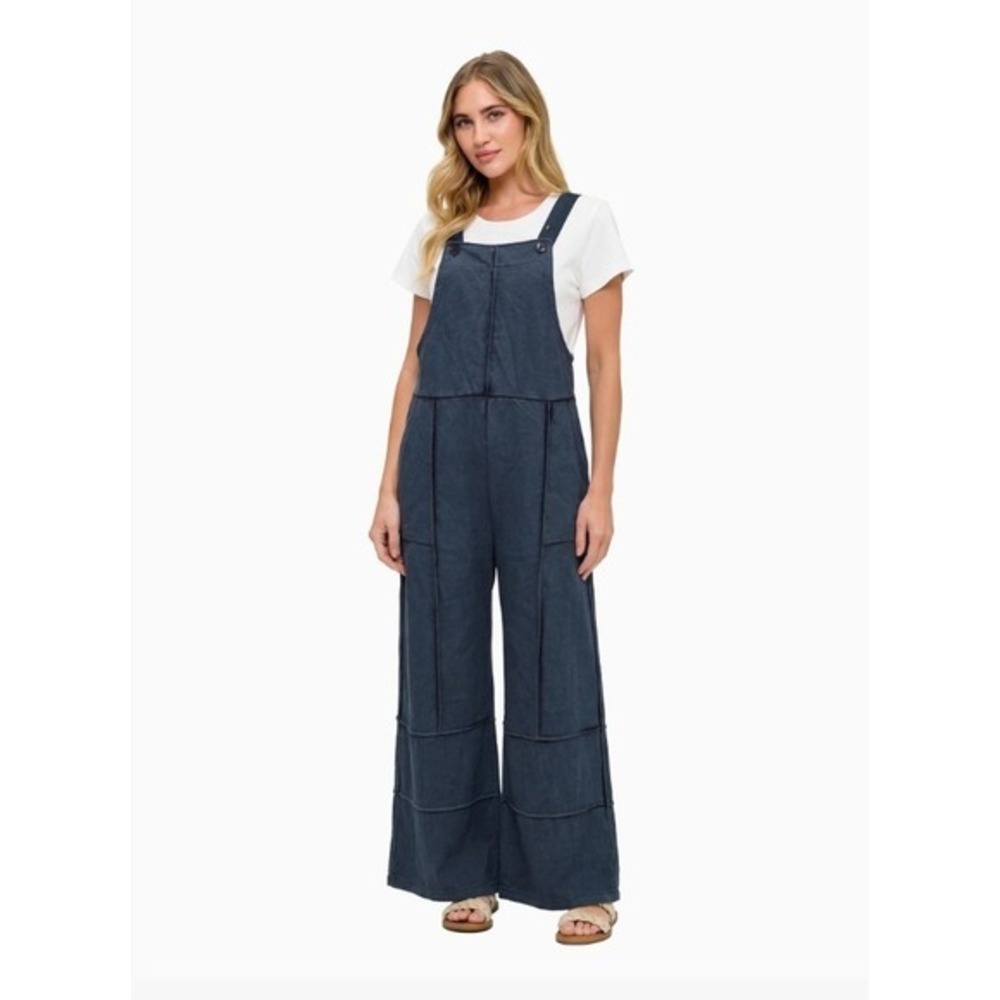 Yak and Yeti - Blue‎ Patchwork Stonewashed Overalls